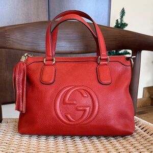 GUCCI Interlocking G Soho Pebbled Leather with strap ✨ Gorgeous burnt orange